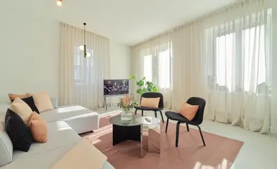 Ein Sitzbereich in der Unterkunft Modernes Flair - Designer-Apartment in Top-Lage im Zentrum - bis 3 Personen - gratis WLAN - Waschmaschine - Marvin Jeske Retreats