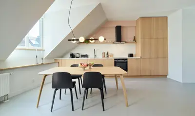 Küche/Küchenzeile in der Unterkunft Style pur - Designer-Wohnung in Top-Lage im Zentrum! - Bis zu 3 Personen - Waschmaschine - gratis WLAN - Marvin Jeske Retreats