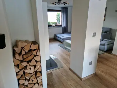 Ein Sitzbereich in der Unterkunft Ferienwohnung am Wasserfall
