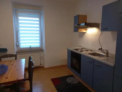 Küche/Küchenzeile in der Unterkunft Burgblick