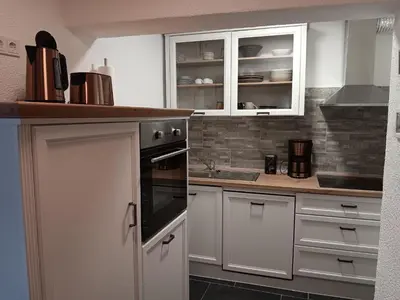 Küche/Küchenzeile in der Unterkunft Ferienwohnung Schwarzenbergblick