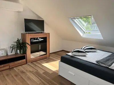 TV/Unterhaltungsangebot in der Unterkunft Charmante 1-Zimmer-Wohnung in Koblenz mit Küche & kostenlosen Parkplätzen