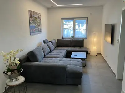 Ein Sitzbereich in der Unterkunft Ferienwohnung StilleMitte