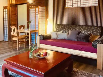 Ein Sitzbereich in der Unterkunft Romantisches Asia-Apartment zwischen Mosel & Rhein - SmallSaigon