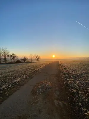Blick auf den Sonnenuntergang/Sonnenaufgang von der Ferienwohnung aus oder aus der Nähe