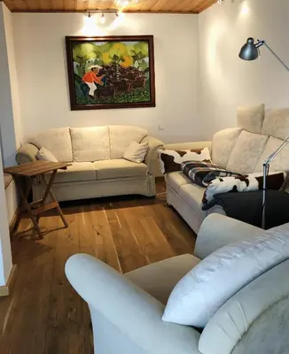 Ein Sitzbereich in der Unterkunft Ferienwohnung Herding