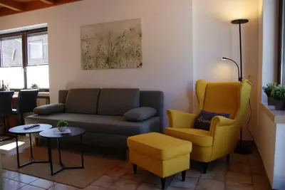 Ein Sitzbereich in der Unterkunft Moselblick - Ferienwohnung an der Uferpromenade