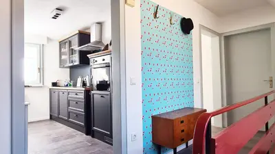 Küche/Küchenzeile in der Unterkunft Weinstock - klimatisierte Ferienwohnung mit Sonnenterrasse