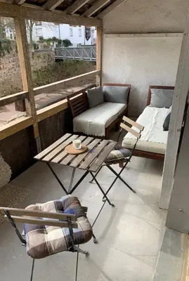 Ein Sitzbereich in der Unterkunft Ellerbachblick in der Altstadt