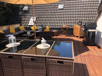 Ein Sitzbereich in der Unterkunft Fachwerkhaus Kürbis Bacharach