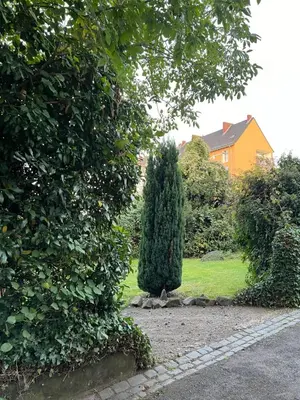 Ein Garten an der Unterkunft Am Verwaltungszentrum Nähe Mosel