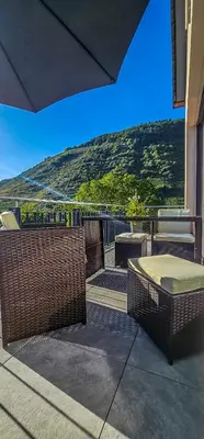 Ein allgemeiner Bergblick oder ein Berglick von der Ferienwohnung aus
