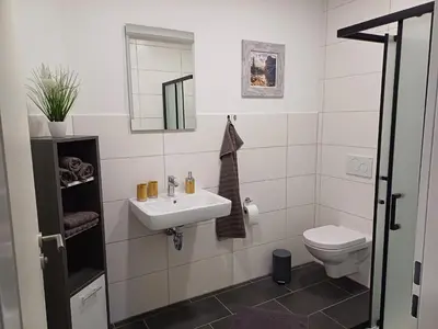 Ein Badezimmer in der Unterkunft Ferienapartment Zur Bunten Kuh Walporzheim