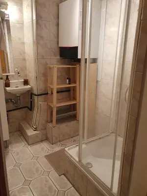 Ein Badezimmer in der Unterkunft Ferienhaus Am Balduinstor
