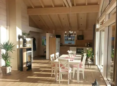 Küche/Küchenzeile in der Unterkunft Blockhaus Edelweiss