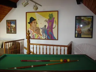 Ein Billardtisch in der Unterkunft Ferienhaus Haus am Pütz