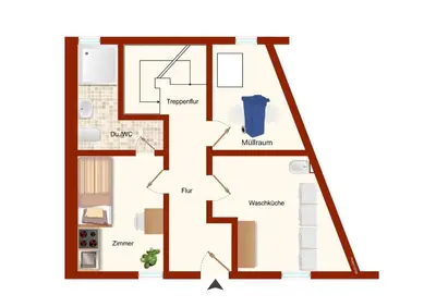 Grundriss der Unterkunft Kleine Wohnung für Singles