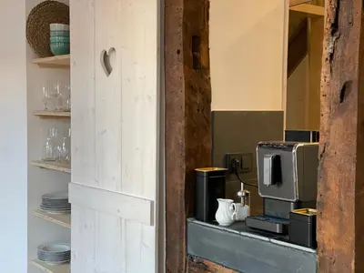Küche/Küchenzeile in der Unterkunft Altstadt-Gästehaus mit Garten. Und Herz.