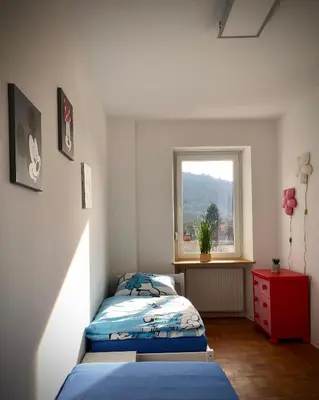 Ein Bett oder Betten in einem Zimmer der Unterkunft Schneiders Ferienwohnungen