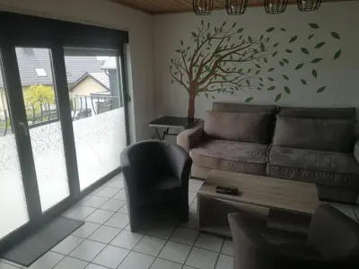 Ein Sitzbereich in der Unterkunft Ferienwohnung Moselhöhe