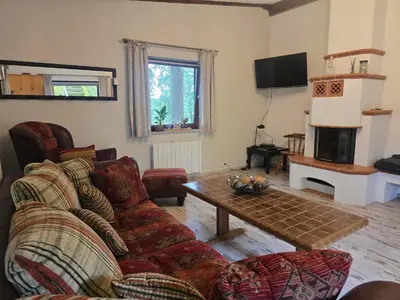 Ein Sitzbereich in der Unterkunft Ferienhaus Mellicher Berg