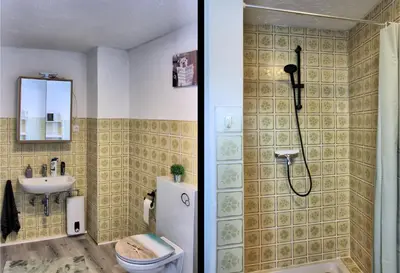 Ein Badezimmer in der Unterkunft Haus am Burgring