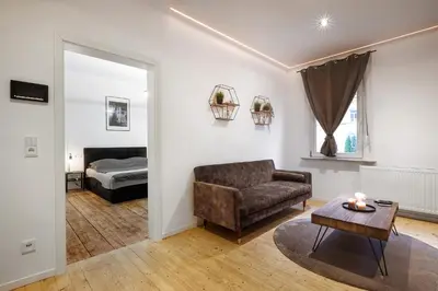 Ein Sitzbereich in der Unterkunft Vintage Apartment 2 Black am Kurpark von Bad Ems