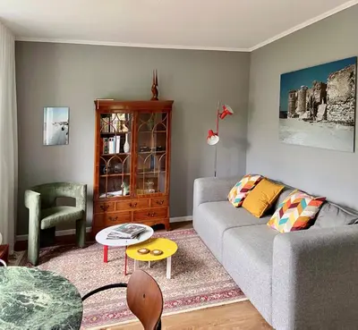 Ein Sitzbereich in der Unterkunft Ferienwohnung Trappen