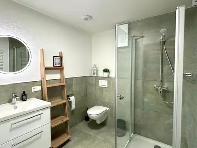 Ein Badezimmer in der Unterkunft Ferienwohnung an der Eisdiele