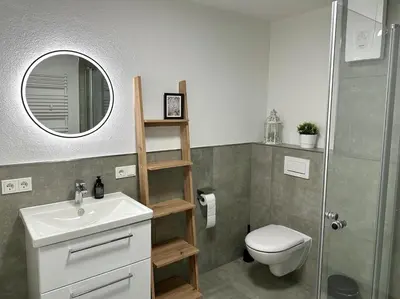 Ein Badezimmer in der Unterkunft Ferienwohnung an der Eisdiele
