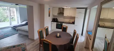 Küche/Küchenzeile in der Unterkunft Ferienwohnung Trier-Euren