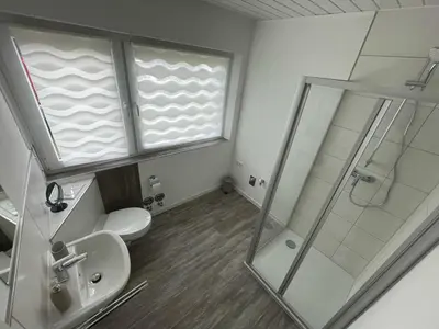 Ein Badezimmer in der Unterkunft Ferienwohnung Am Waldesrand