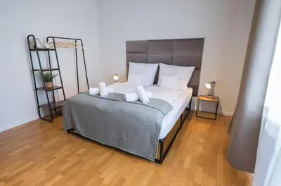 Ein Bett oder Betten in einem Zimmer der Unterkunft Gemütliche Wohnung in Koblenz