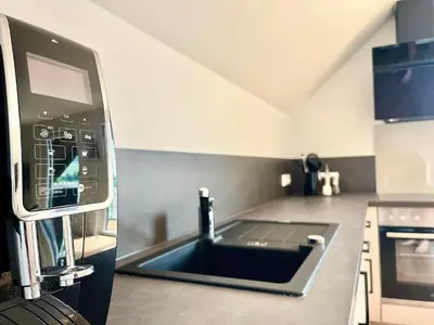 Küche/Küchenzeile in der Unterkunft Ferienwohnung 1595 im Weingut Botzet