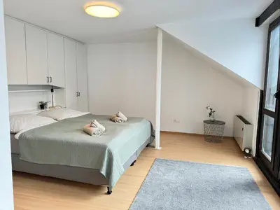Ein Bett oder Betten in einem Zimmer der Unterkunft Erholung pur am Rhein