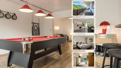 Grundriss der Unterkunft Elbling Appartement for 4 People - Billiards - 2 Bedrooms - 2 Bathrooms - Balcony with Mosel View - Parking - Wine Barrel Bar - Fully Equipped Kitchen - Netflix - WaipuTV - 3 km from Cochem