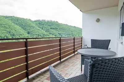 Ein Balkon oder eine Terrasse in der Unterkunft Elbling Appartement for 4 People - Billiards - 2 Bedrooms - 2 Bathrooms - Balcony with Mosel View - Parking - Wine Barrel Bar - Fully Equipped Kitchen - Netflix - WaipuTV - 3 km from Cochem