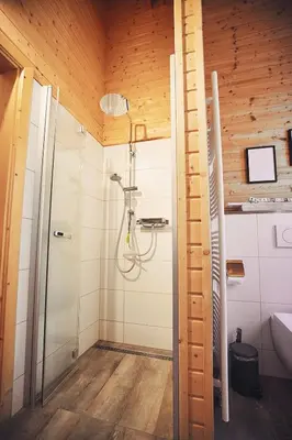 Ein Badezimmer in der Unterkunft Waldsee Glück