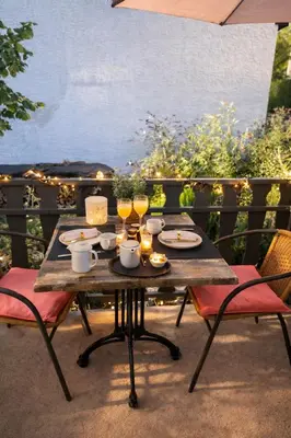 Ein Balkon oder eine Terrasse in der Unterkunft Pension zur Quelle