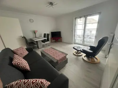 Ein Sitzbereich in der Unterkunft Ferienwohnung Hochwaldblick 5