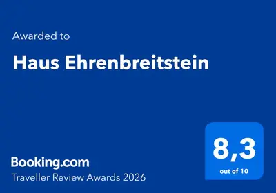 Ein Zertifikat, Auszeichnung, Logo oder anderes Dokument, das in der Unterkunft Haus Ehrenbreitstein ausgestellt ist