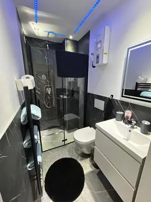 Ein Badezimmer in der Unterkunft Luxus Apartment am Dreiburgenblick