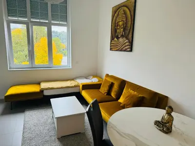 Ein Sitzbereich in der Unterkunft Luxuswohnung im Stadtzentrum