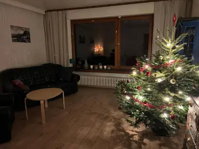 Ein Sitzbereich in der Unterkunft Ruhiges Ferienhaus in Burgnähe