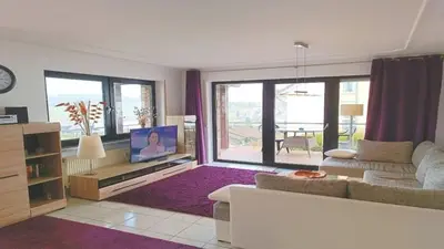 Ein Sitzbereich in der Unterkunft Ferienwohnung Seeblick II