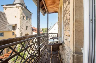 Ein Balkon oder eine Terrasse in der Unterkunft Landhotel am Wasserrad