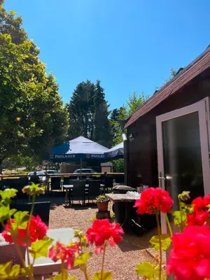 Ein Garten an der Unterkunft Ferienwohnung Burg Katz