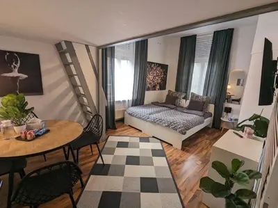 Ein Bett oder Betten in einem Zimmer der Unterkunft Gemütliches Apartment am Rhein 2