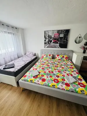 Ein Bett oder Betten in einem Zimmer der Unterkunft Fluss und Ruhe