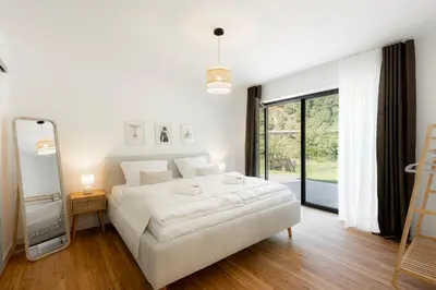 Ein Bett oder Betten in einem Zimmer der Unterkunft Luxuriöse Wohnung an der Lahn